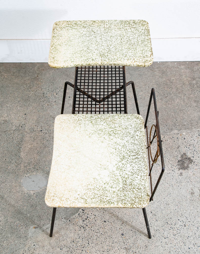 Mid Century Modern Gossip Bench Telephone Table Entryway Beard Vintage Metal Mcm - Image 6