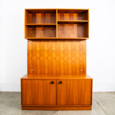 Mid Century Danish Modern Cabinet Wall Unit Hutch Credenza Shelves Teak Wood Mcm