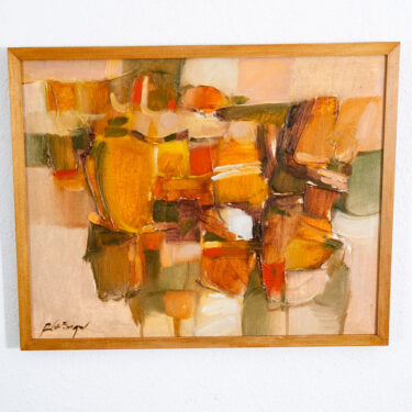 Mid Century Modern Oil Painting Signed Abstract Expressionism Original Art Mcm