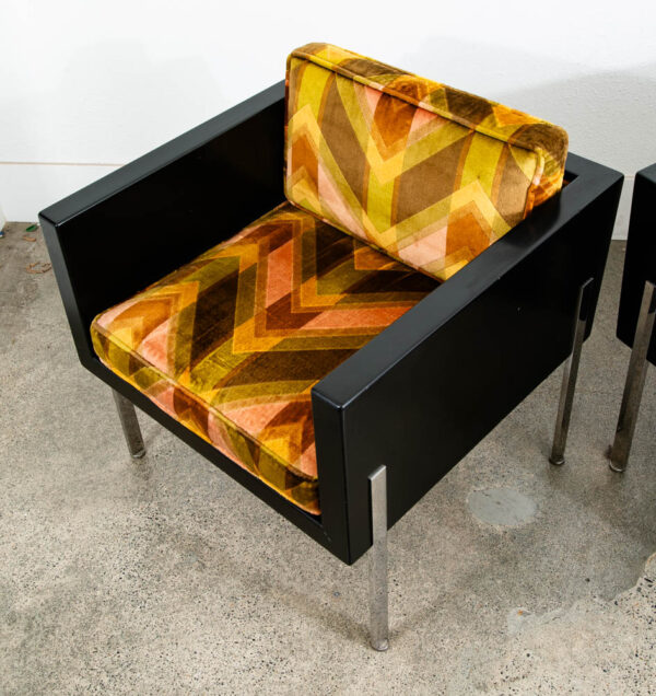 Mid Century Modern Lounge Chairs Harvey Probber #248 Architectural Cube Chrome - Image 8