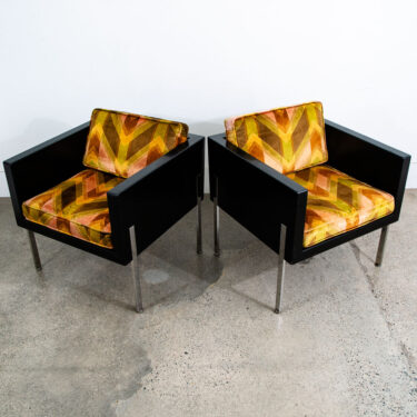 Mid Century Modern Lounge Chairs Harvey Probber #248 Architectural Cube Chrome