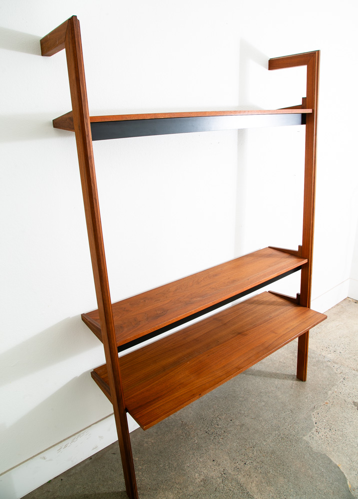Mid Century Modern Wall Unit Shelving Cabinet Walnut Vintage 1 Bay 50.5 x 76.5 H - Image 3