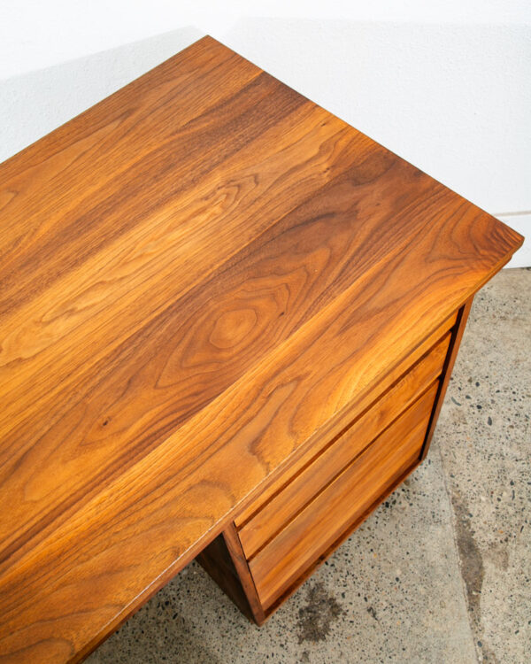 Mid Century Modern Desk Solid Walnut Executive Office Custom 3 Drawer Floating - Image 10