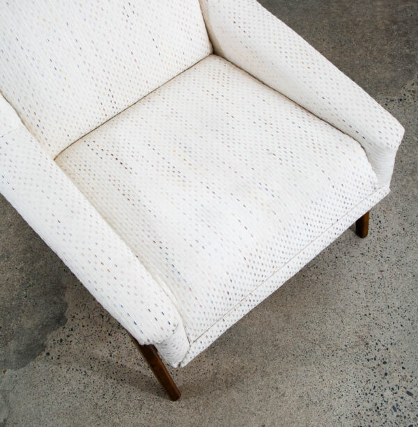 Mid Century Danish Modern Lounge Chair Dux Fohlke Ohlsson White Cream Speckled - Image 6