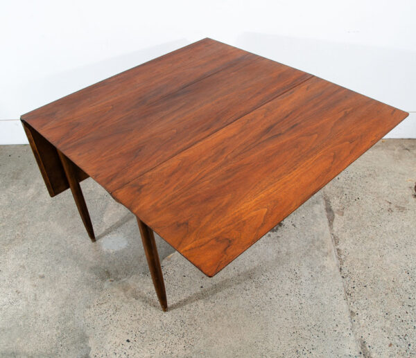 Mid Century Modern Dining Table Drop Leaf Walnut Restored Extension Expanding - Image 7