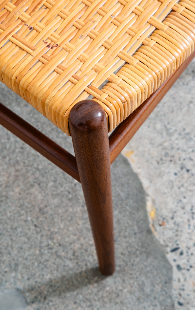 Mid Century Danish Modern Dining Chair Side Cane Wrapped High Back Vintage Teak - Image 12