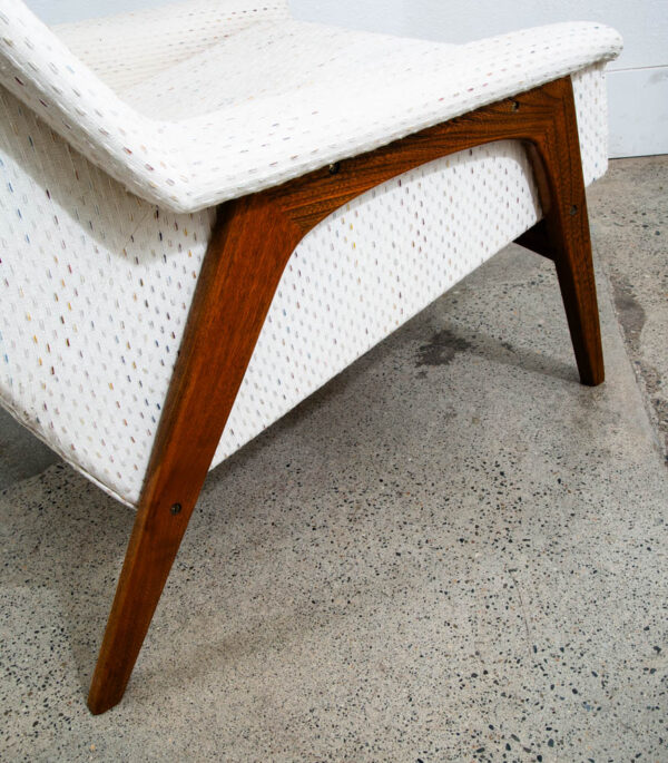 Mid Century Danish Modern Lounge Chair Dux Fohlke Ohlsson White Cream Speckled - Image 7