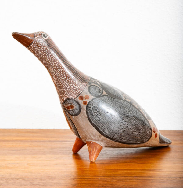 Mid Century Modern Mexican Pottery Bird Ceramic Figurine Sculpture Tonala Floral - Image 12