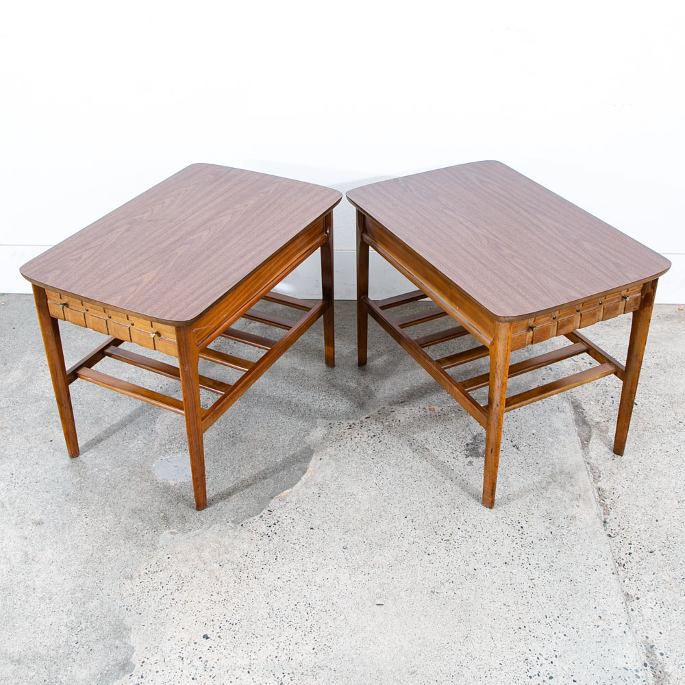 Mid Century Modern Nightstands Side Table End Mersman Walnut Vintage Mcm Drawer - Image 3