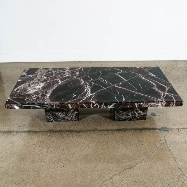 Mid Century Modern Coffee Table Marble Rectangular Pedesta Large Black White NM - Image 2