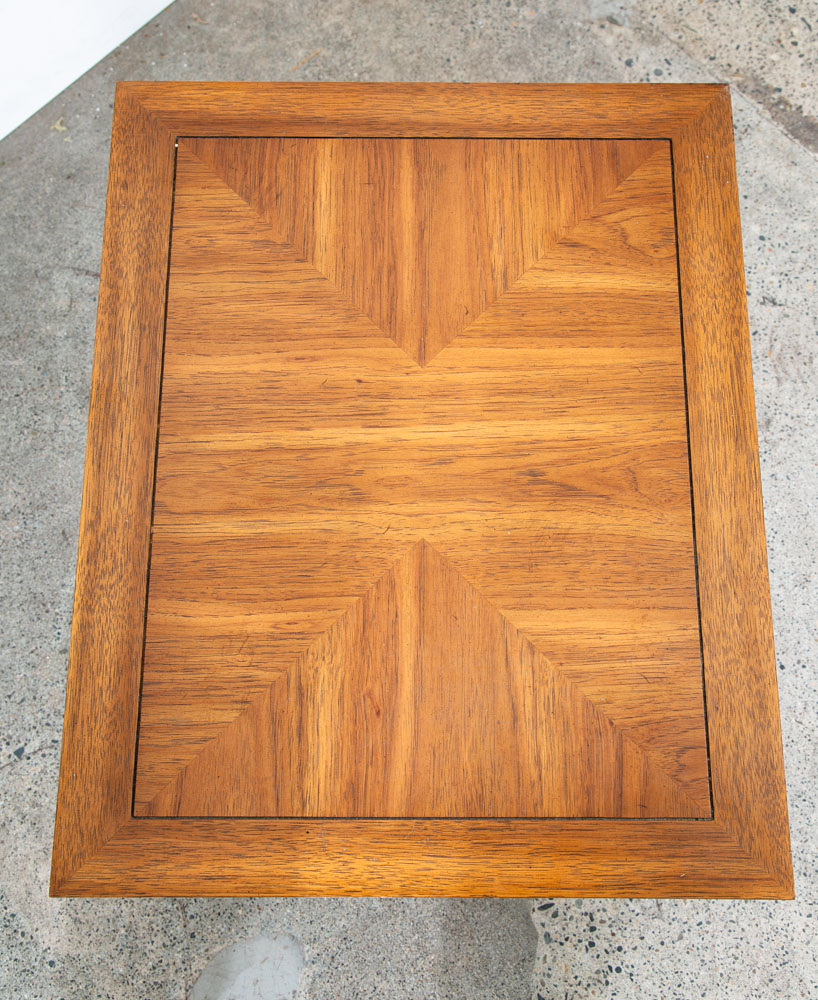 Mid Century Modern End Table Side Oak Wood Iron Metal X Base Drexel Cocktail Low - Image 8