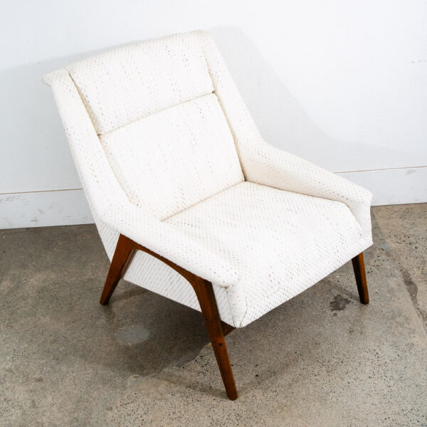 Mid Century Danish Modern Lounge Chair Dux Fohlke Ohlsson White Cream Speckled
