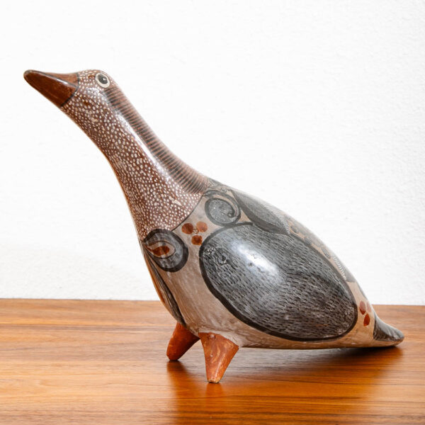 Mid Century Modern Mexican Pottery Bird Ceramic Figurine Sculpture Tonala Floral - Image 2