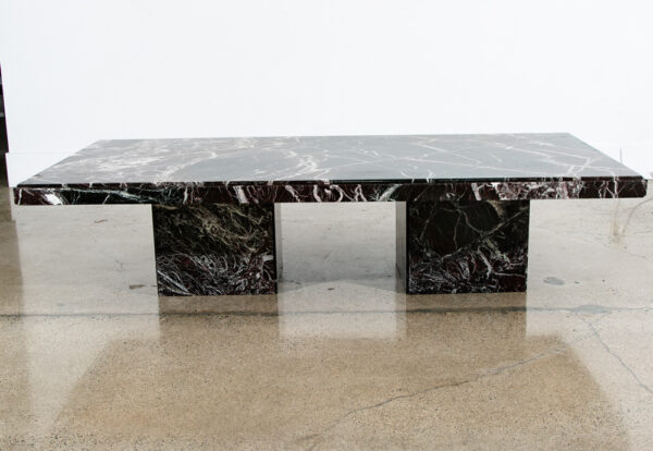 Mid Century Modern Coffee Table Marble Rectangular Pedesta Large Black White NM - Image 4