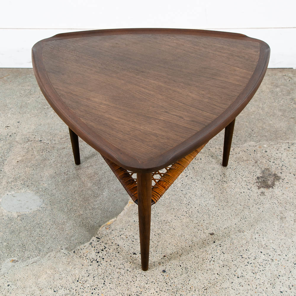Mid Century Danish Modern Side Table Guitar Pick Poul Jensen Selig Cane Shelf NM - Image 2