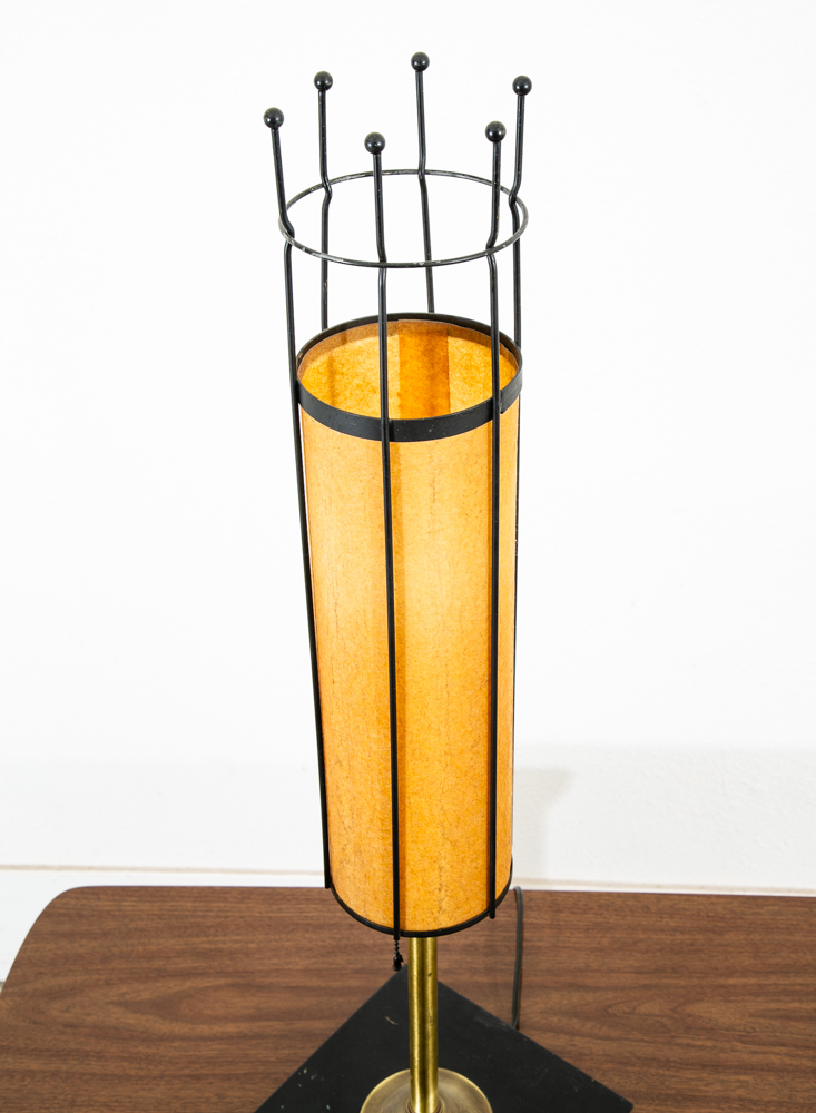 Mid Century Modern Lamp Table Light lighting Black Brass Round Gold Brutalist - Image 11