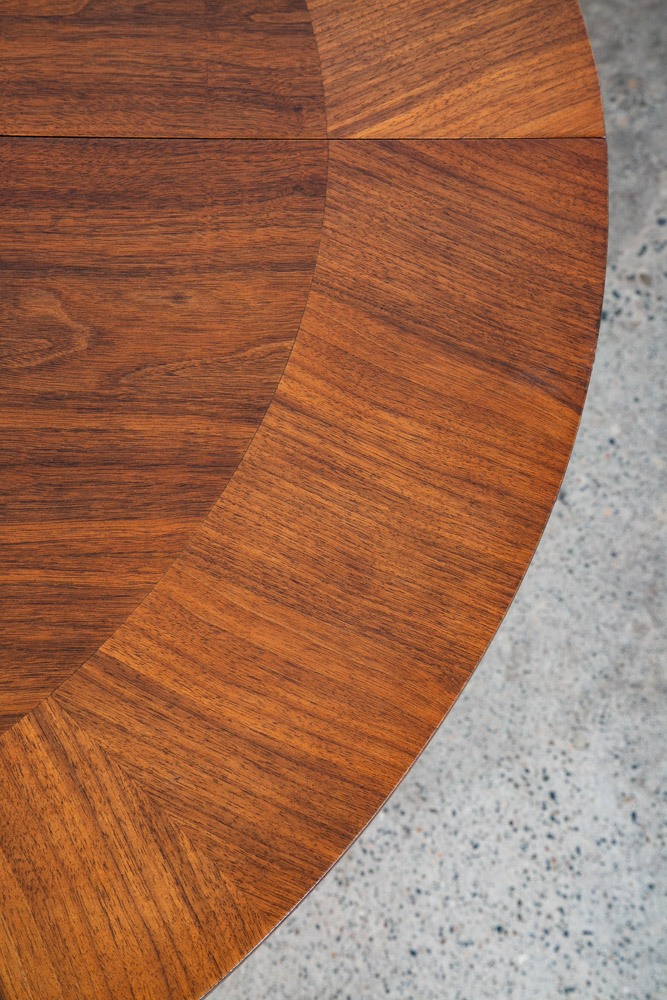 Mid Century Modern Dining Table Pedestal Walnut Round Restored Circular Mcm - Image 9