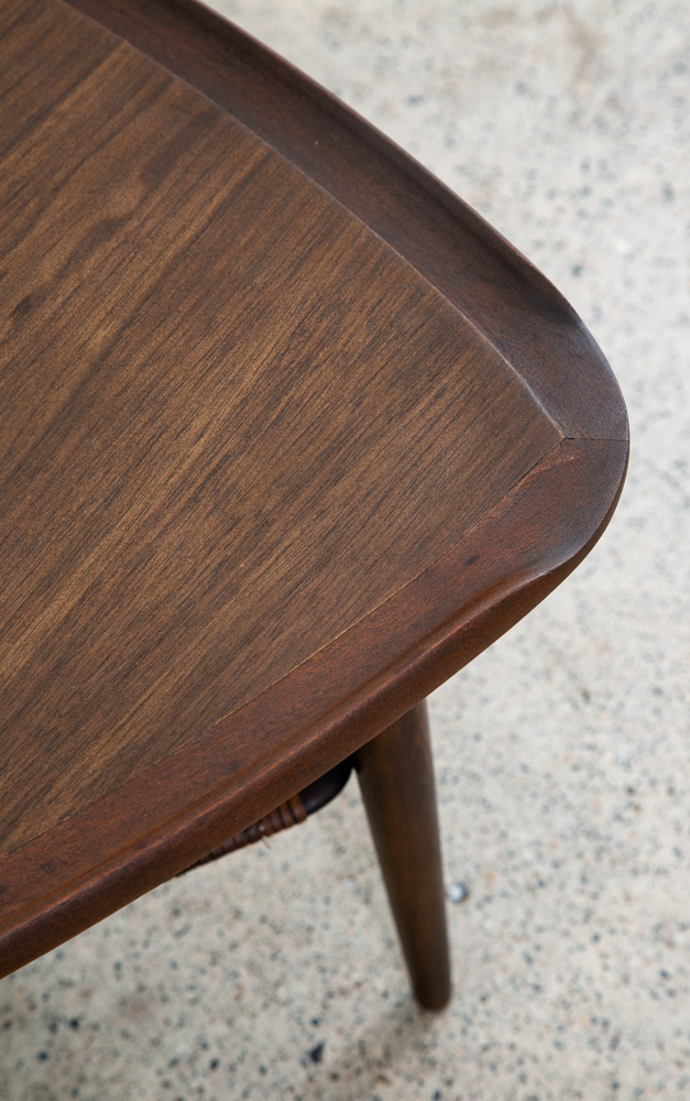 Mid Century Danish Modern Side Table Guitar Pick Poul Jensen Selig Cane Shelf NM - Image 12