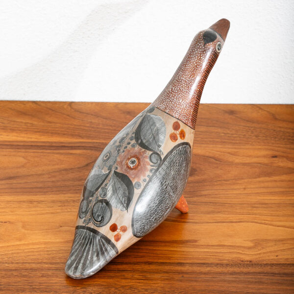 Mid Century Modern Mexican Pottery Bird Ceramic Figurine Sculpture Tonala Floral - Image 7