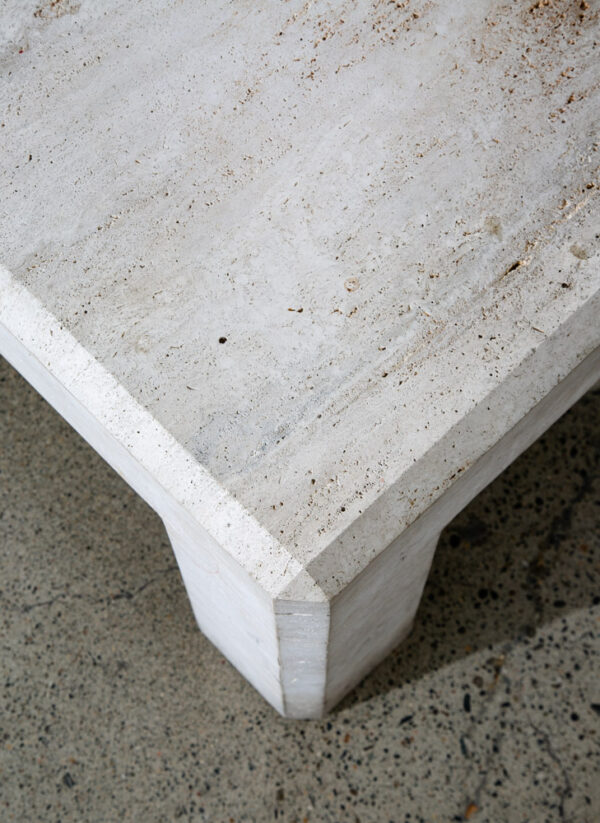 Mid Century Modern Coffee Table Travertine Square Large 42" 1970s Vintage Stone - Image 9