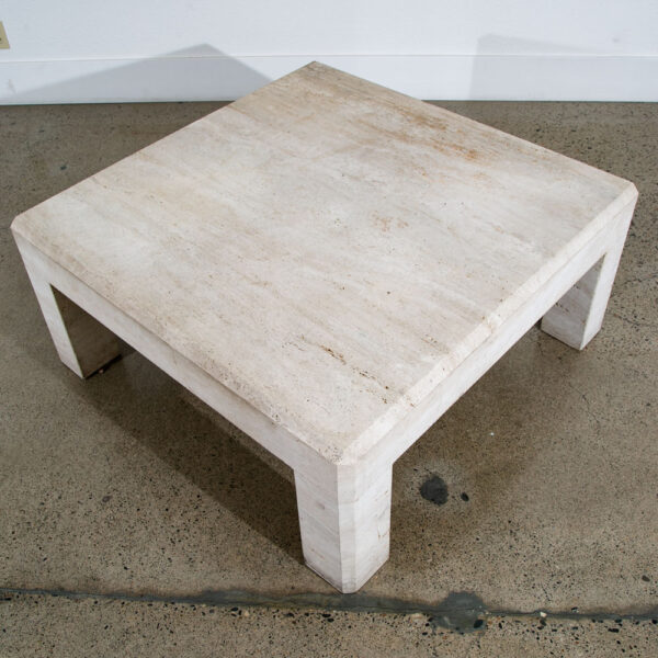 Mid Century Modern Coffee Table Travertine Square Large 42" 1970s Vintage Stone - Image 2