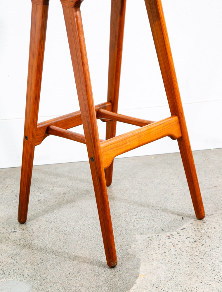 Mid Century Modern Bar Stools Set 2 Black Erik Buch Solid Teak Christiansens Mcm - Image 9