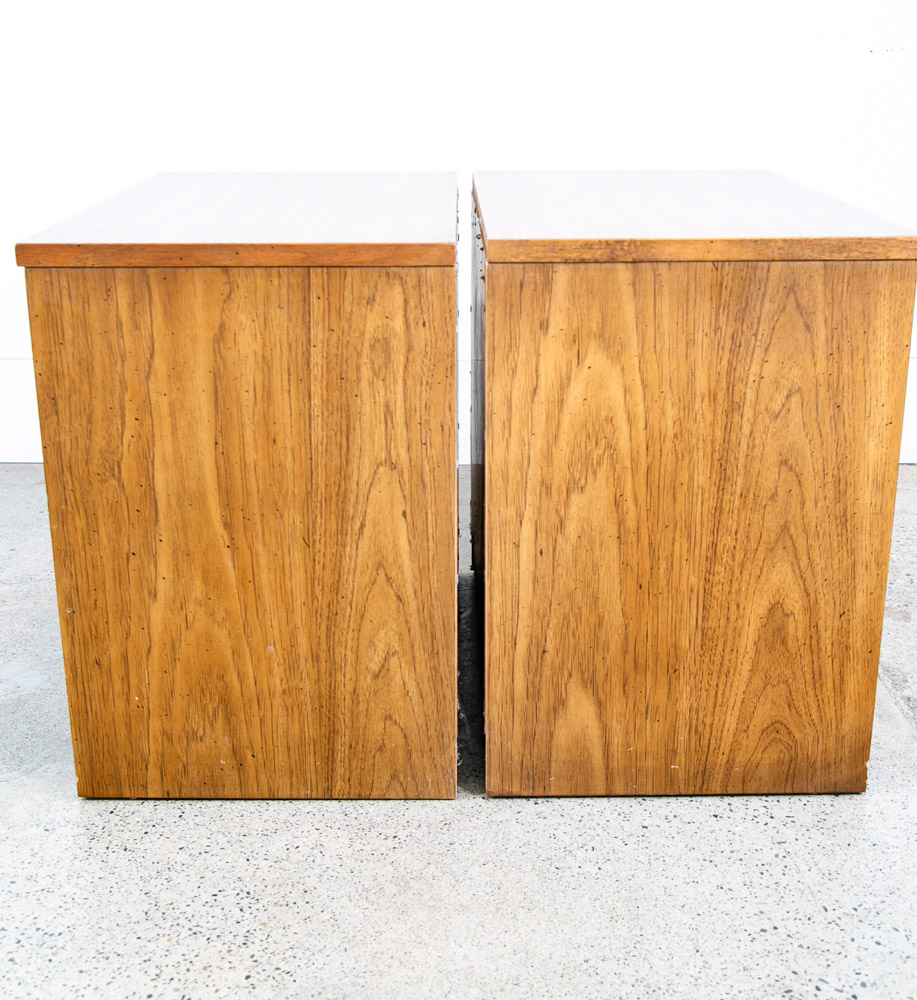 Mid Century Modern Nightstands End Table Set Side Bassett Brass 2 Drawers Mcm - Image 6
