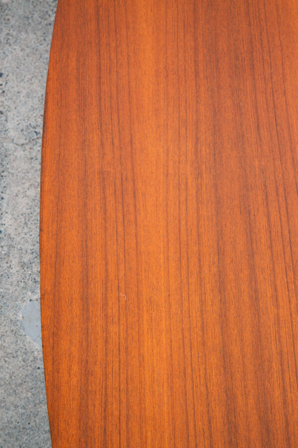 Mid Century Danish Modern Coffee Table Teak Oval Oak Refinished Surfboard Mcm - Image 11