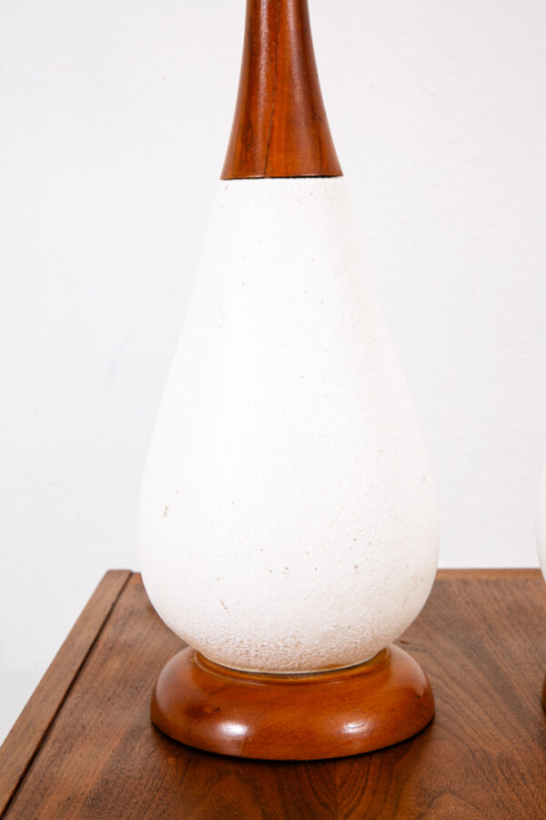 Mid Century Modern Lamp Set Table Light lighting Ceramic Brown White Working Mcm - Image 9