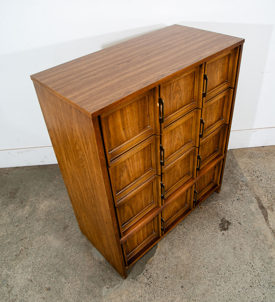 Mid Century Modern Highboy Dresser Bassett furniture 4 Drawer Chest Brass Mcm - Image 10