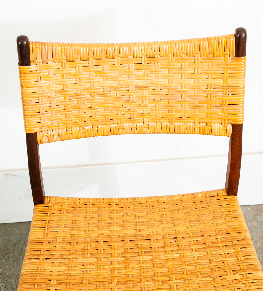 Mid Century Danish Modern Dining Chair Side Cane Wrapped High Back Vintage Teak - Image 7