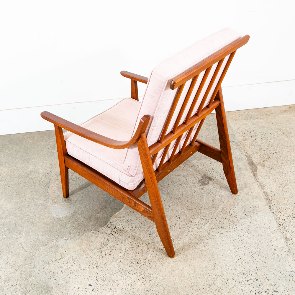 Mid Century Danish Modern Lounge Chair Salmon Pink Peach Armchair Mcm Baumritter - Image 4