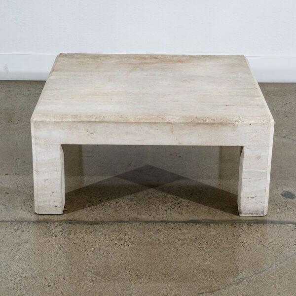 Mid Century Modern Coffee Table Travertine Square Large 42" 1970s Vintage Stone - Image 3