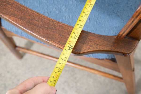Mid Century Modern Dining Chairs 4 Blue Walnut Vintage American Armchair Captain - Image 10