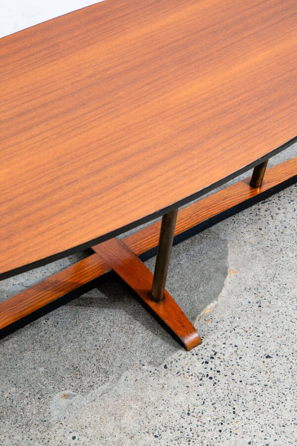 Mid Century Danish Modern Coffee Table Teak Oval Oak Refinished Surfboard Mcm - Image 8