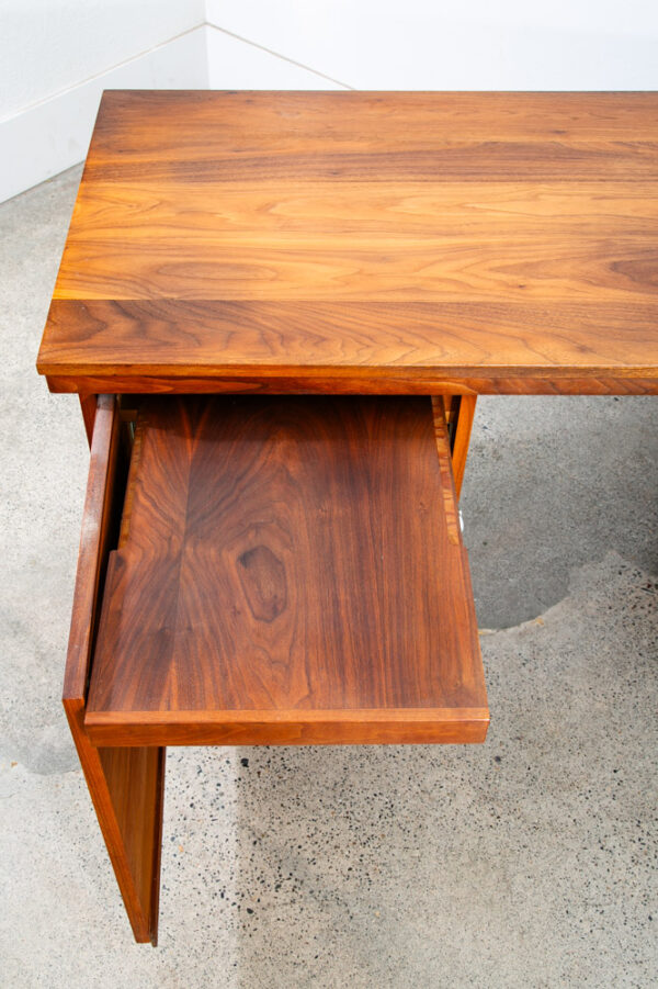 Mid Century Modern Desk Solid Walnut Executive Office Custom 3 Drawer Floating - Image 6