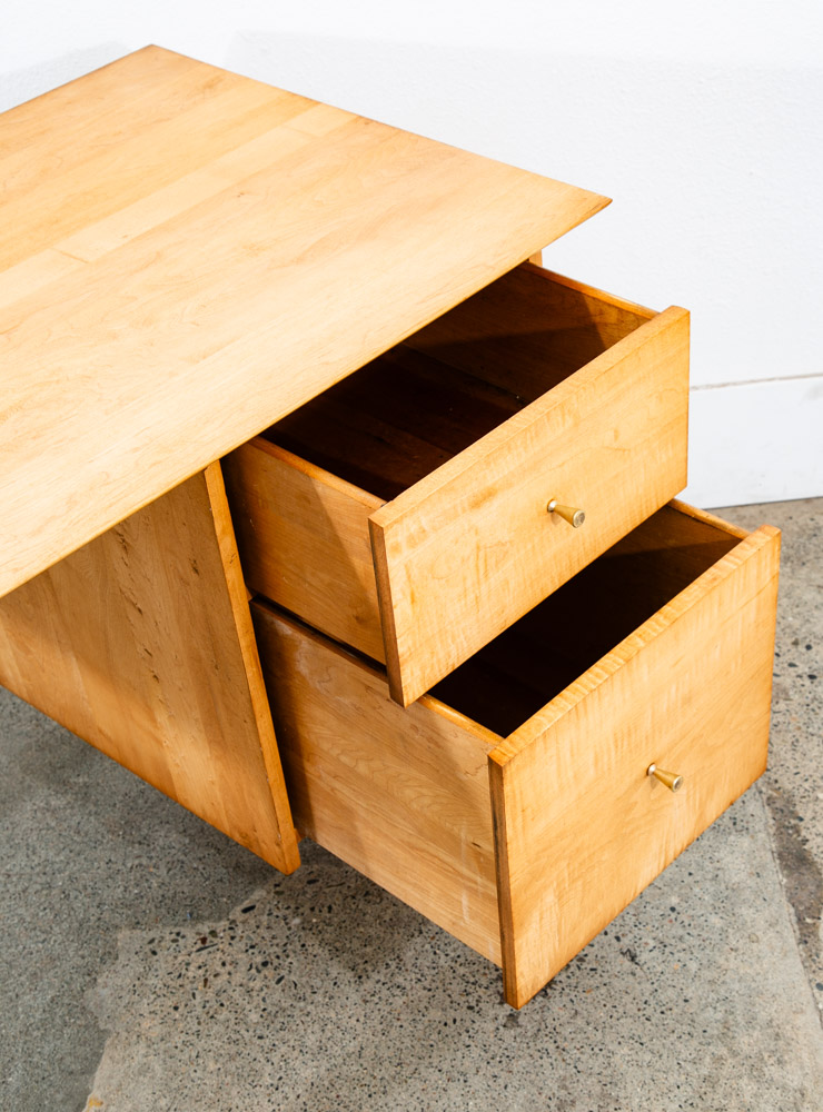 Mid Century Modern Desk Office Desk Paul Mccobb Planner Group Restored Mcm Maple - Image 9