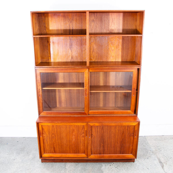 Mid Century Danish Modern Cabinet Wall Unit Hutch Credenza Display Teak Glass 2 - Image 2
