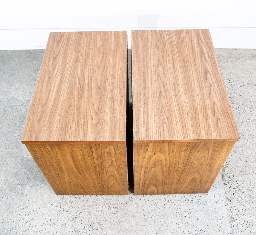 Mid Century Modern Nightstands End Table Set Side Bassett Brass 2 Drawers Mcm - Image 5