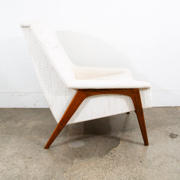 Mid Century Danish Modern Lounge Chair Dux Fohlke Ohlsson White Cream Speckled - Image 2