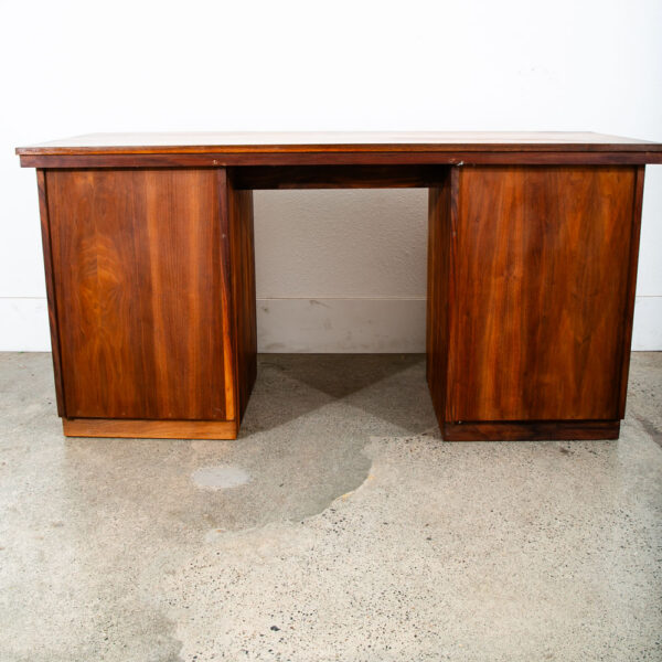 Mid Century Modern Desk Solid Walnut Executive Office Custom 3 Drawer Floating - Image 5