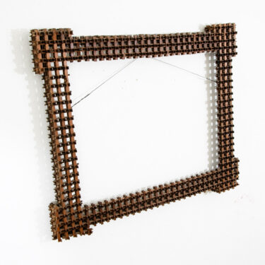 Tramp Art Original Frame Picture Wall Framed Crown Of Thorns Early 20th Century