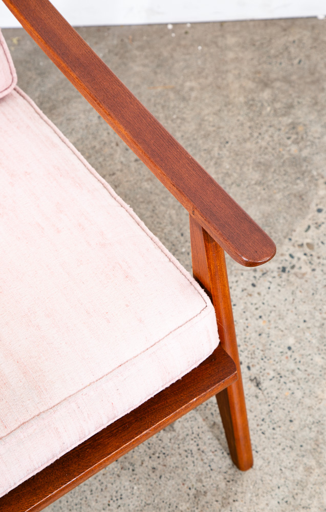 Mid Century Danish Modern Lounge Chair Salmon Pink Peach Armchair Mcm Baumritter - Image 7