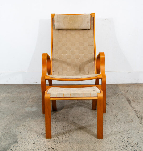 Mid Century Danish Modern Lounge Chair Finn Ostergaard Canvas Sweden Ottoman Mcm - Image 3
