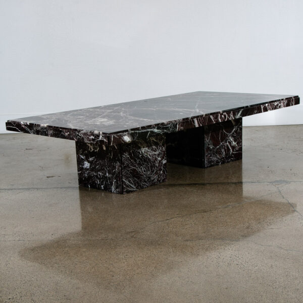 Mid Century Modern Coffee Table Marble Rectangular Pedesta Large Black White NM - Image 6