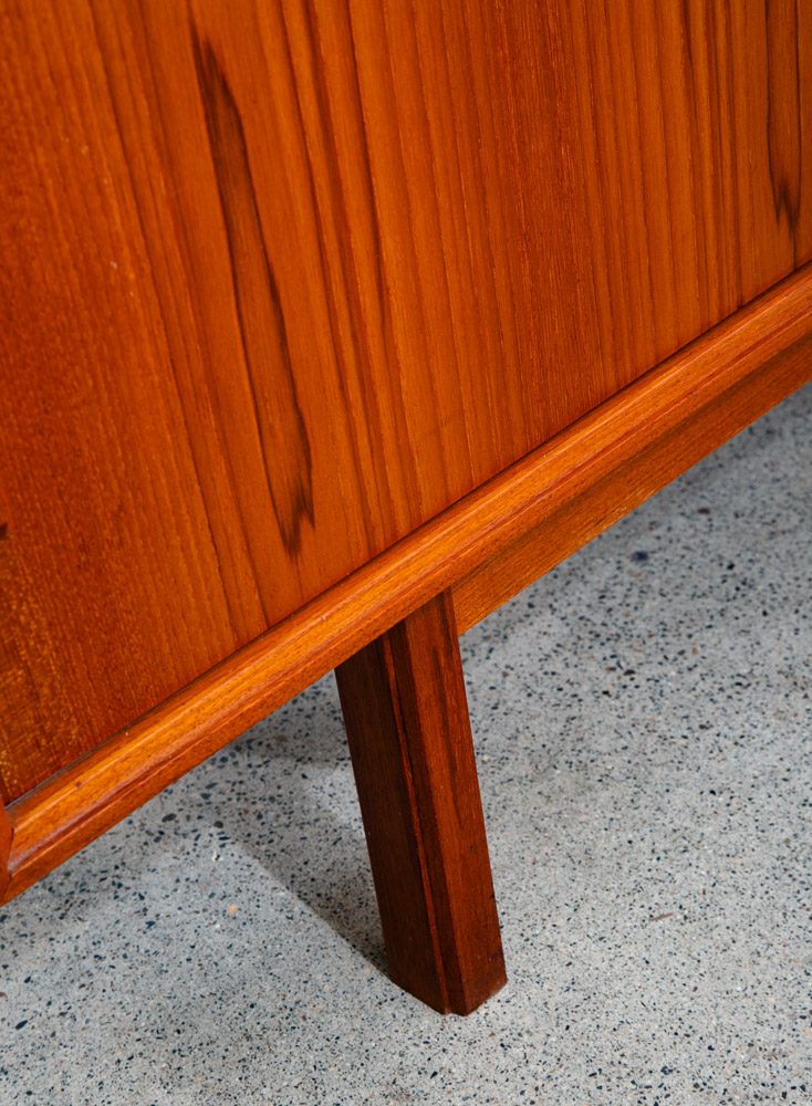 Mid Century Danish Modern Credenza Sideboard Teak Drawer 3 Doors Denmark Sliding - Image 12