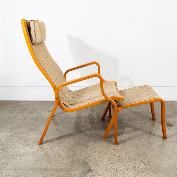 Mid Century Danish Modern Lounge Chair Finn Ostergaard Canvas Sweden Ottoman Mcm - Image 2