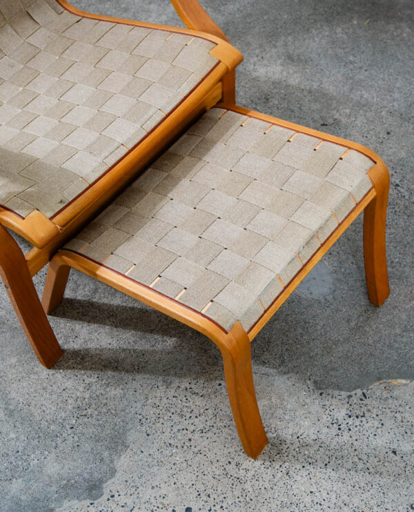 Mid Century Danish Modern Lounge Chair Finn Ostergaard Canvas Sweden Ottoman Mcm - Image 5