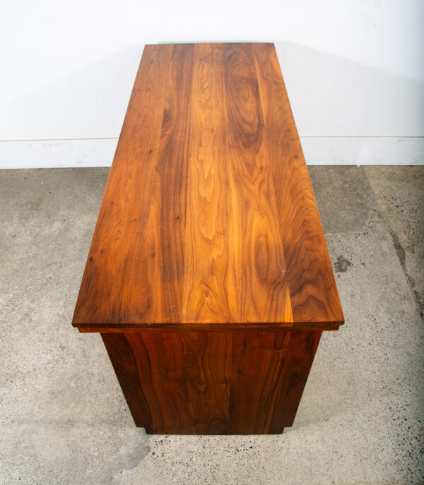 Mid Century Modern Desk Solid Walnut Executive Office Custom 3 Drawer Floating - Image 4