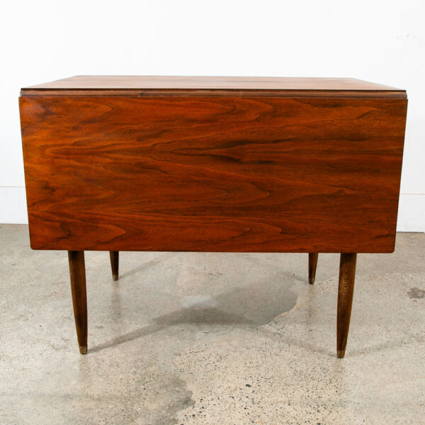Mid Century Modern Dining Table Drop Leaf Walnut Restored Extension Expanding - Image 3